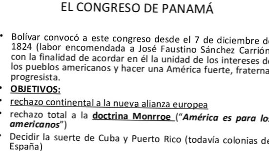 ¿CUÁL FUE EL OBJETIVO DEL CONGRESO DE PANAMÁ?