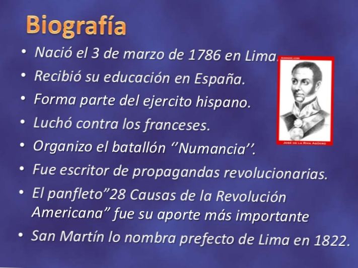 BIOGRAFÍA DE JOSÉ DE LA RIVA AGÜERO (RESUMEN)